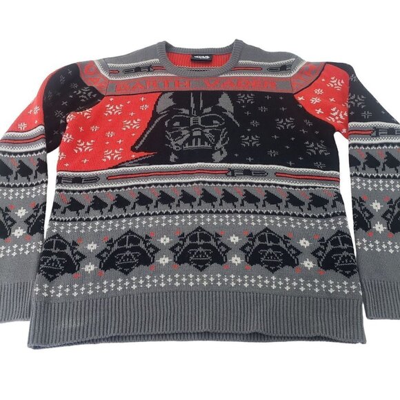 Star Wars Darth Vader Christmas Sweater Ugly Holiday Gray Mens Size Large - Picture 1 of 11